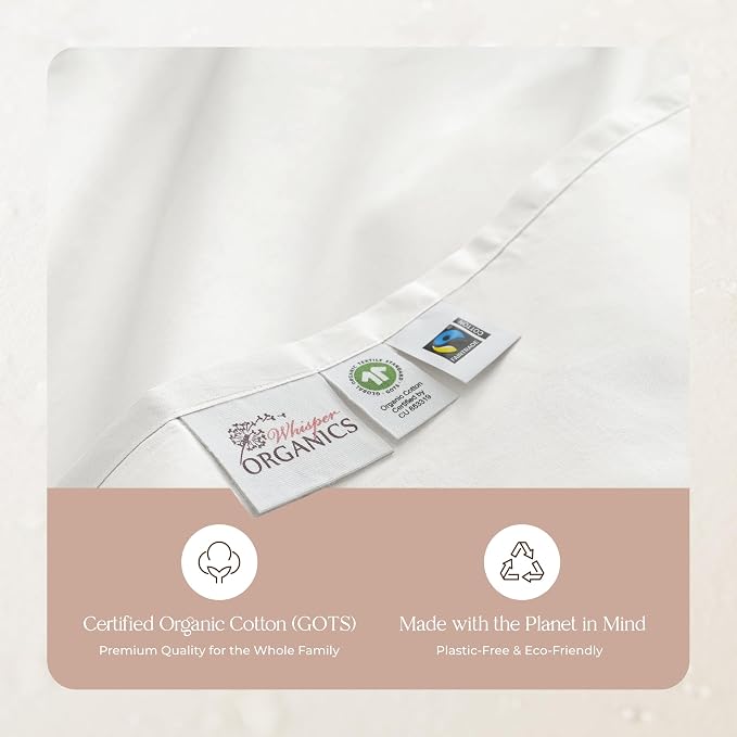 Certified Organic Twin Flat Sheet Only - 100% Organic Cotton Top Sheet with Luxurious Soft and Breathable 300 Thread Count Sateen Weave Finish - GOTS & Fairtrade Certified (White, Twin)