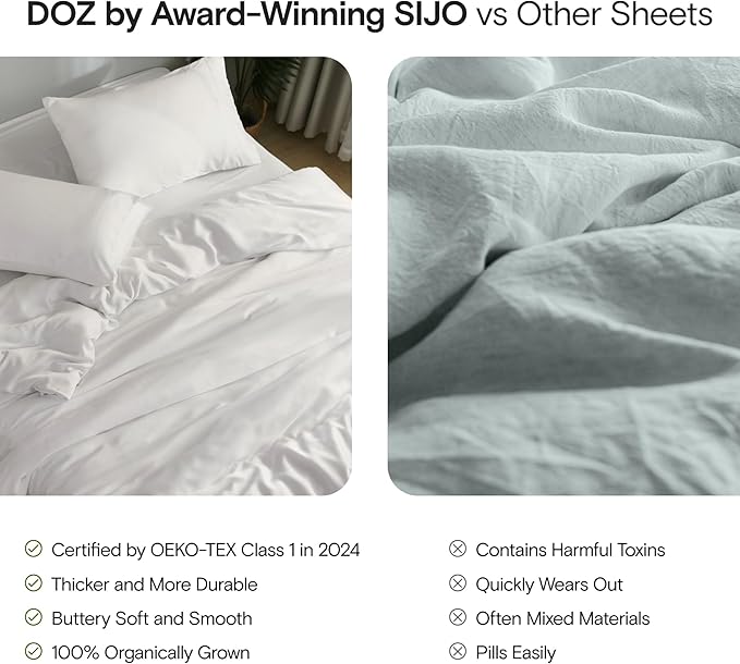 DOZ Sheet Set, 100% Viscose derived from Bamboo, Organically Grown, Buttery Soft, Cooling Sheets, High GSM, Deep Pockets - 3 Piece - 2 Pillowcases 1 Fitted Sheet (Forest, Full)