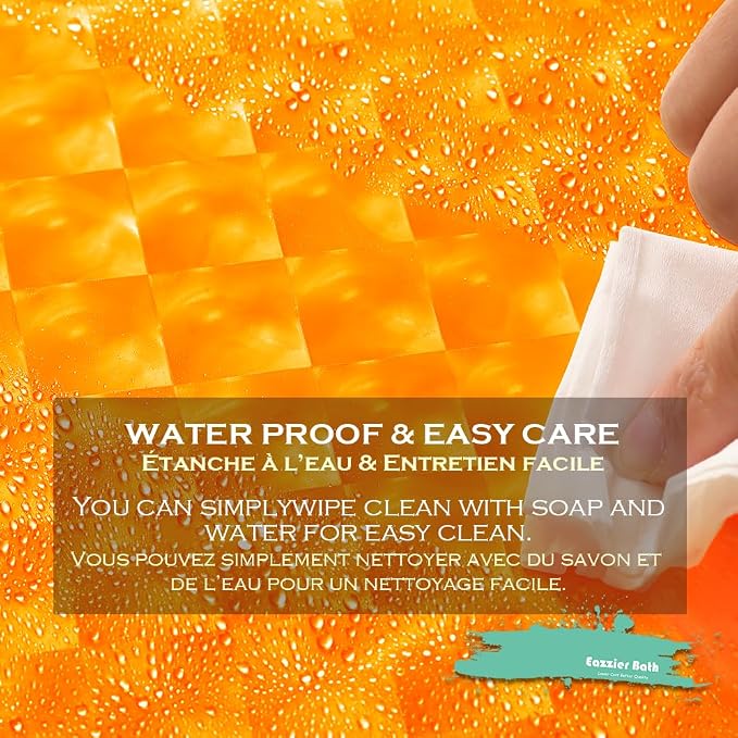 Orange 3D Crystal Plastic Shower Curtain Liner, 72x72 Inch Thin Lightweight Plastic Bathroom Shower Showroom Inner Curtain with Rustproof Metal Grommet Holes and Weighted Magnets