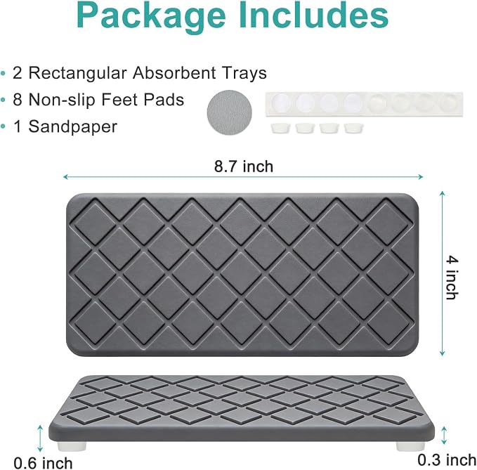 Water Absorbing Stone Drying Tray for Kitchen Counter Decor Bathroom Sink Organizer Soap Dish Dispenser Tray Diatomite Stone Fast Quick Drying Mat Bathroom Vanity Trays Sponge Holder Drink Coasters
