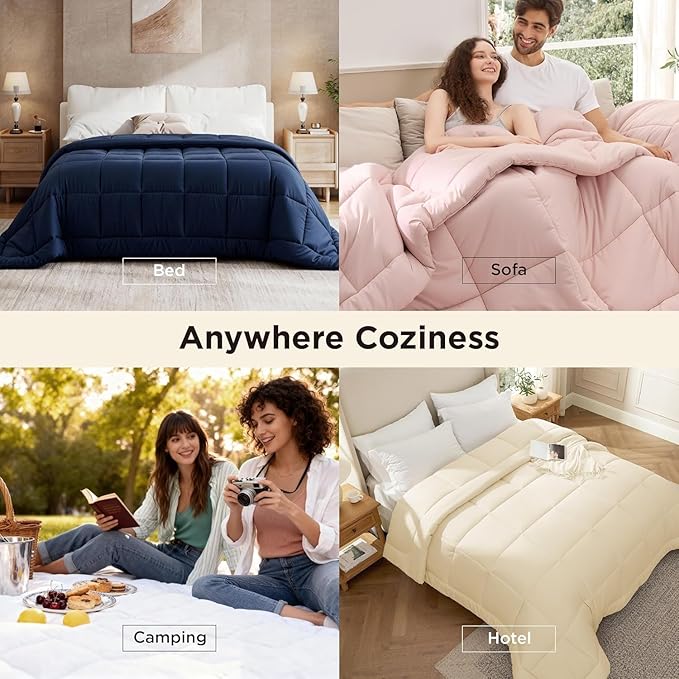 Bedsure Comforter Duvet Insert - Quilted Comforters Super King Size, All Season Duvet, GentleSoft Down Alternative Bedding Blanket, with 8 Tabs, Gifts for Women/Men, White, Super King 120x120 Inches