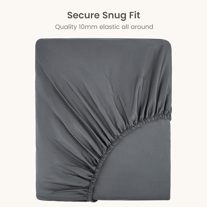 BIOWEAVES 100% Organic Cotton 1 Twin XL Fitted Sheet Only | 300 Thread Count Sateen Weave GOTS Certified with Deep Pocket - Gray