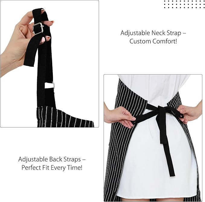 Encasa XO Cotton Kitchen Aprons for Women & Men with Pocket & Towel Loop, Adjustable Neck & Back Strap for Cooking, Baking
