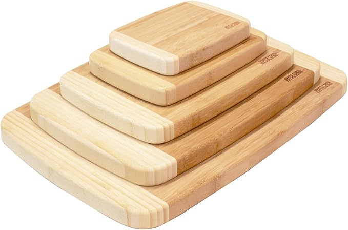 Joyce Chen Bamboo Cutting Board Set 5 Pack (Compact, Small, Medium, Large, and XL)