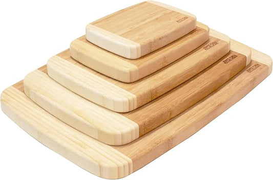 Joyce Chen Bamboo Cutting Board Set 5 Pack (Compact, Small, Medium, Large, and XL)