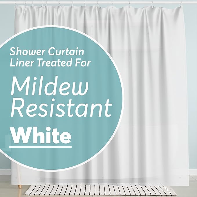 BigFoot Shower Curtain – 72 x 84 PEVA Premium Shower Curtain with Rustproof Metal Grommet and 3 Magnetic Weights – Odor Free and Compatible with Standard Showers, White