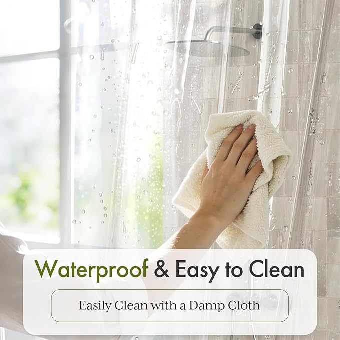 Bathway Shower Curtain Liner, Clear Shower Curtain Liner Plastic 72x96 Extra Long PEVA Waterproof Shower Curtain Liner with 3 Magnets and 12 Rustproof Metal Grommets, Lightweight Shower Liner Bathroom