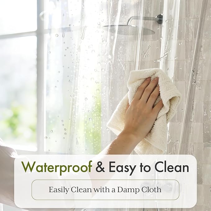 Bathway Shower Curtain Liner, Clear Shower Curtain Liner 72x78 PEVA Waterproof Shower Curtain Liner Long with 3 Magnets and 12 Rustproof Grommets, 78 Inch Shower Liner for Bathroom