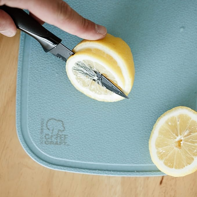 Chef Craft Select Wheat Straw Cutting Board and Knife Set, 10 inch x 7.5 inch, Blue