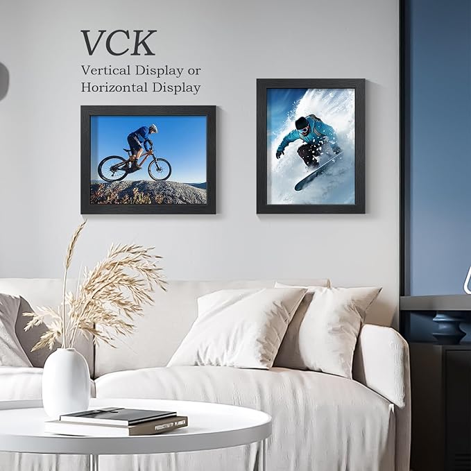VCK 11x14 Picture Frame Black - 2 Pack, Gallery-Quality Wood Poster Frames, 1.1-Inch Wide Border, Polished Plexiglass, Vertical or Horizontal Wall Display for Photo/Certificates/Prints, Black