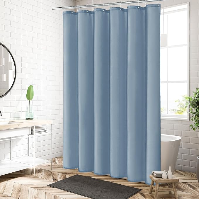 MitoVilla 2 Pack Blue Fabric Shower Curtain Liner - 72" W x 72" H, Light Blue Shower Curtain or Liner for Modern Neutral Hotel Bathroom Decor, Waterproof Cloth & Hotel Quality