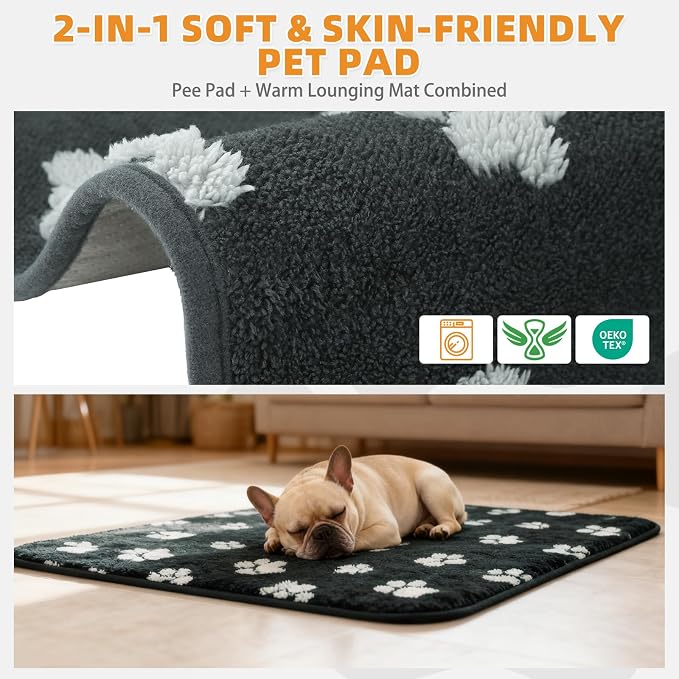 KOOLTAIL Washable & Waterproof Dog Whelping Pad for Large Dogs, 72x72in Super Absorbent & Soft Warm Plush Puppy Pads Potty Training, Quick Dry Reusable Pet Mats for Whelping Box Supplies,Playpen,Crate