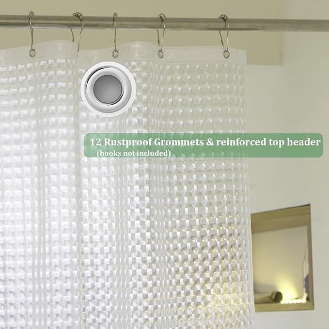 74 inch Long Shower Curtain Liner, EVA Heavy Duty Longer Bath Clear Shower Liner with 3 Strong Weighted Magnets, 100% Waterproof, Odorless, 72 x 74 inch