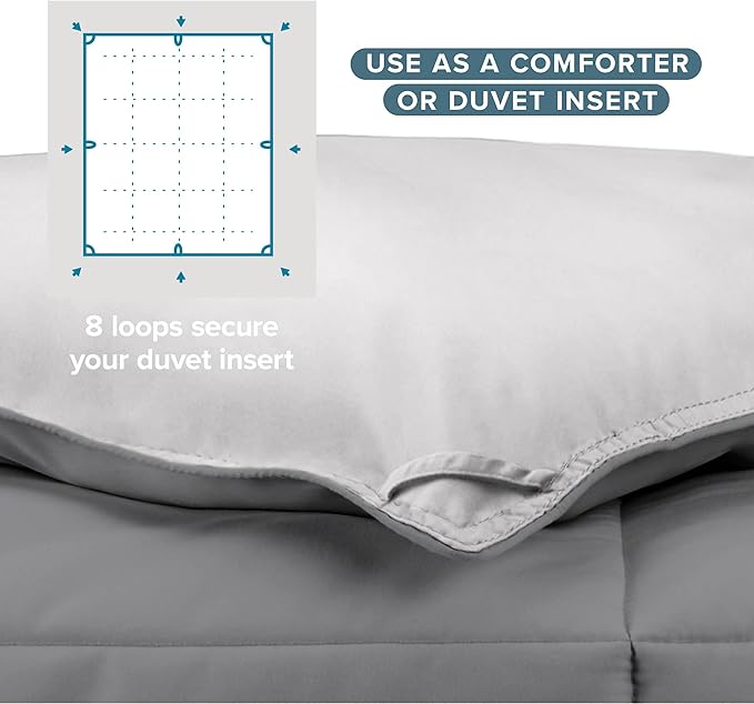 Bare Home King/California King Comforter - Reversible Colors - Goose Down Alternative - Ultra-Soft - Premium 1800 Series - All Season Warmth - Bedding Comforter (King/Cal King, Grey/Light Grey)