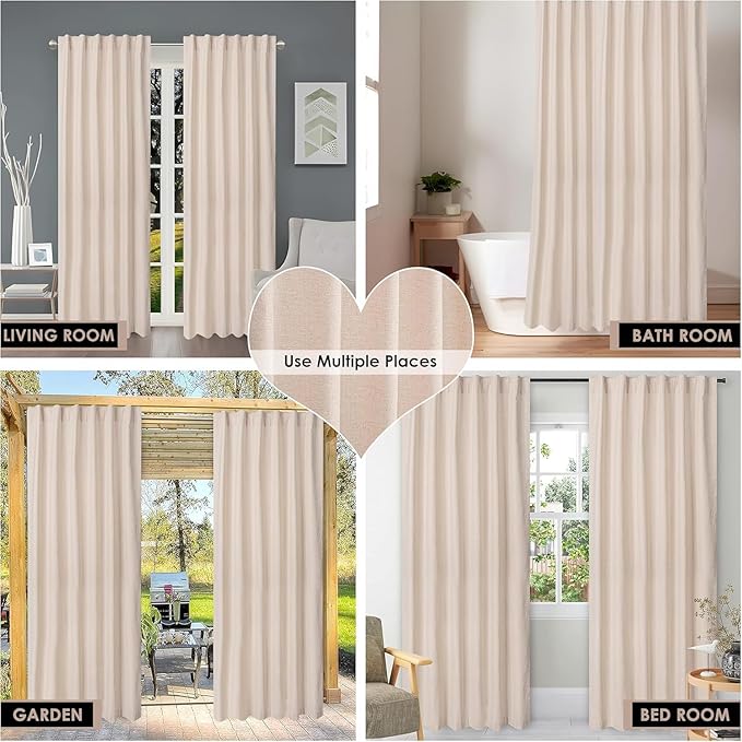 HOMIDATE Natural Linen Curtain Panels 108 Inch for Living Room & Bedroom - Set of 2, 50x108 Flax Linen Drapes, Lightweight Cotton Linen Curtains