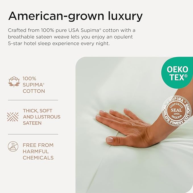 Threadmill California King Sheets, Certified American Supima Cotton Sheets, 1000 Thread Count Hotel Quality, 4 Piece Luxury Bed Sheets Set with Elasticized Extra Deep Pocket, Seaglass