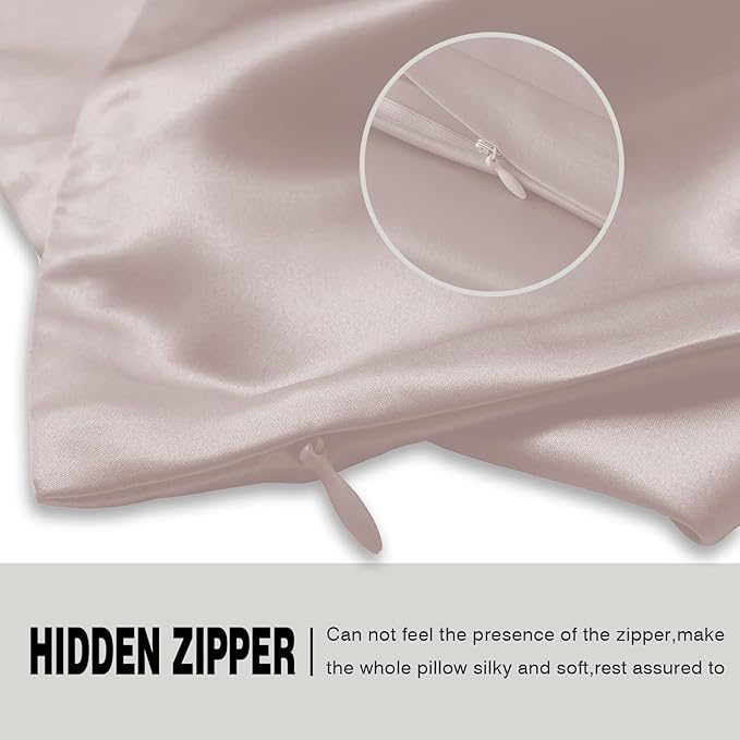 Silk Pillow Cases 2 Pack,Soft Breathable and Sliky Queen Size Pillow Cases Set of 2,Natural Mulberry Silk Pillowcase Set of 2 for Hair and Skin with Hidden Zipper (Lotus Root Pink,20"X 30",2pcs)