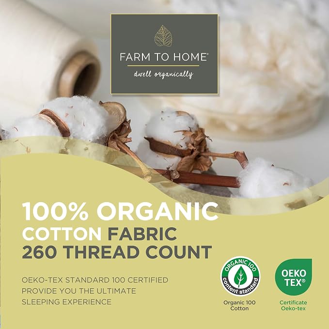 Farm To Home Organic Cotton Feather Down Comforter King Size, 100% Organic Cotton Cover, All Seasons Luxury Duvet Insert with Corner Tabs, Cozy Hotel Collections White Bedding Comforters, 106"x90"
