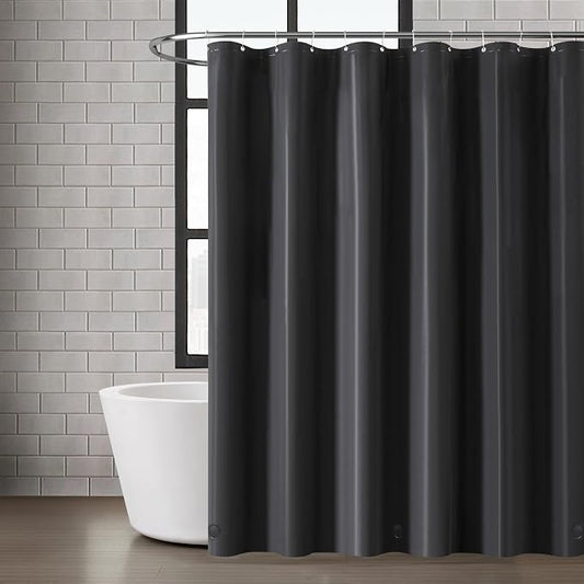 LONDON FOG 8G PEVA Shower Liner with Metal Grommets 1-Piece Standard Shower Curtain in Black, 70 x 72, PEVA, Adult, All Season, Oeko-TEX Certified
