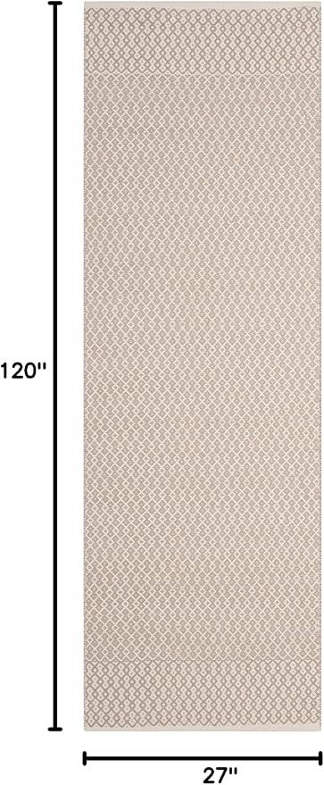 SAFAVIEH Montauk Collection Runner Rug - 2'3" x 10', Ivory & Grey, Handmade Flat Weave Boho Farmhouse Cotton, Ideal for High Traffic Areas in Living Room, Bedroom (MTK339A)