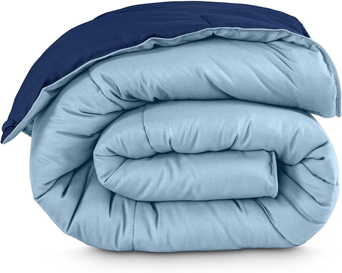 Bare Home Queen Comforter - Reversible Colors - Goose Down Alternative - Ultra-Soft - Premium 1800 Series - All Season Warmth - Bedding Comforter (Queen, Dark Blue/Light Blue)