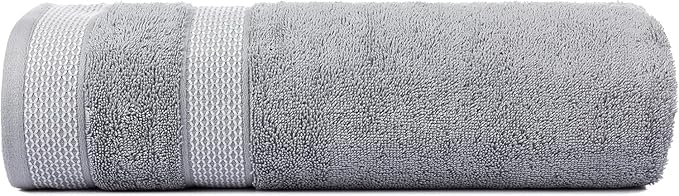 CASA COPENHAGEN Solitaire 6Pcs 100% Egyptian Cotton Large Designer Towels Gift Set- Grey Violet - White, 600GSM, 2Bath 2Hand 2Washcloths, Bath Towels for Bathroom Set for Women & Men