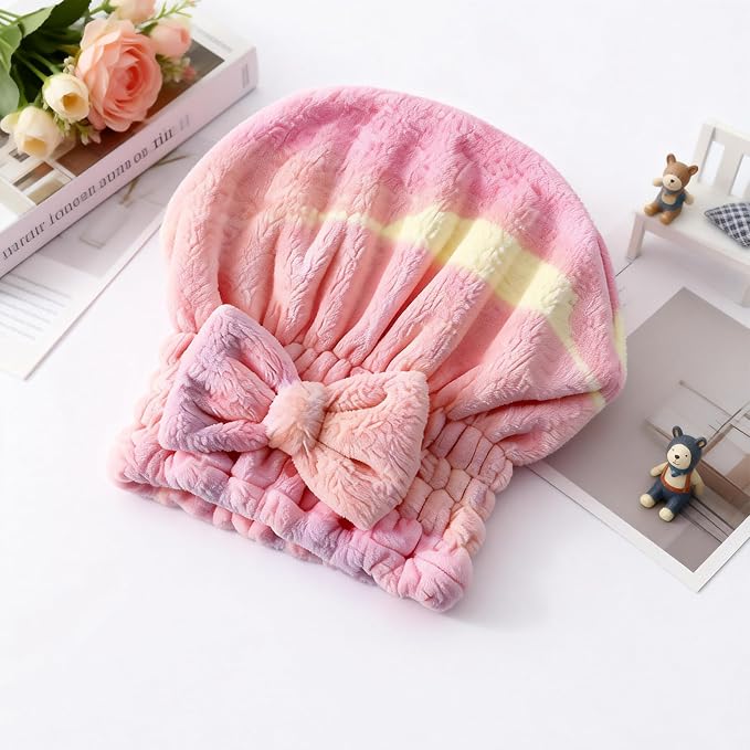 2Pcs Hair Towel Wrap for Women, Microfiber Hair Towel, Soft Coral Fleece Quick-Drying Hair Wrap Towels, Lightweight and Absorbent for Wet Hair, Perfect for Home and Salon Use