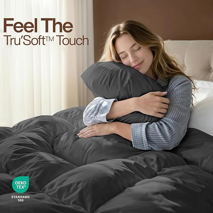 Utopia Bedding Comforter Duvet Insert, Quilted Comforter with Corner Tabs, Box Stitched Down Alternative Comforters California King Size (Grey)