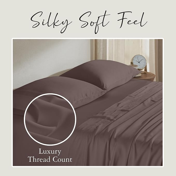 KARISSA MAE Pure Viscose from Bamboo King Size Pillowcase Set | 100% FSC Certified | Luxuriously Soft | Cooling | [Mocha]