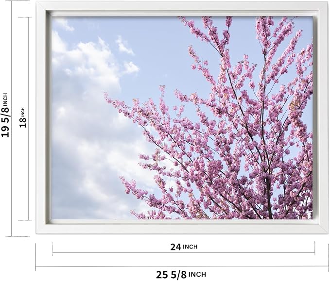 Monem Art Cherry Blossom Spring Sky Photography Print - Floral Nature Art Poster - Wall Decor for Living Room, Bedroom or Office - 18x24 White Framed CANVAS Wall Art by Mareike Bohmer
