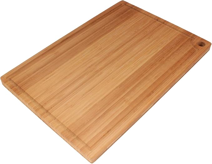 BambooMN Brand - Heavy Duty Premium Bamboo Cutting Board - 17.25"x11.75"x0.75" - Grooved - 10 Pieces