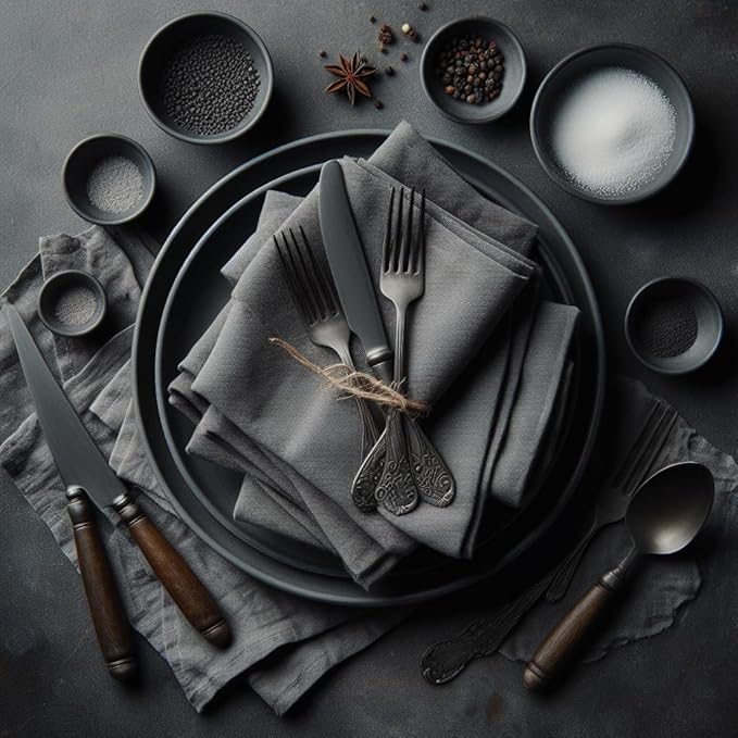 Cloth Napkins Set of 12 (18x18 Inches or 46x46 CM) 100% Cotton Everyday Use Premium Quality Cloth Napkins Ultra Soft Perfect Dinner Napkins/Table Napkins - Grey - The Home Talk, Gray