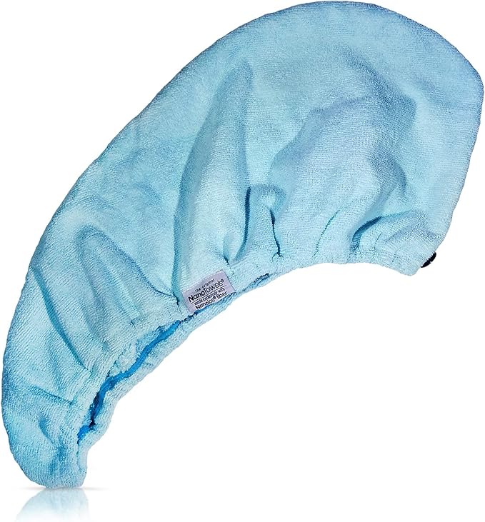 Nano Towels Hair Drying Wrap for Fine, Delicate, Thinning, Curly and Frizzy Hair | Twisty Towel Replaces Dryers, Cotton & Microfiber Cloth Towels | Seashore Teal, One Size Fits All