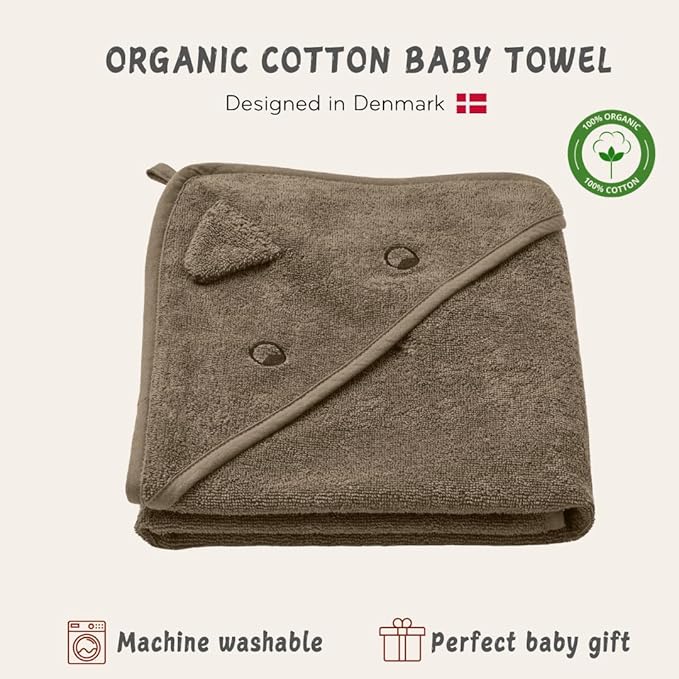 Hooded Baby Towel – 100% Organic Cotton Baby Bath Towels – Baby Boy Newborn Essentials - Super-Soft and Absorbent. (Dino - Green Moss)