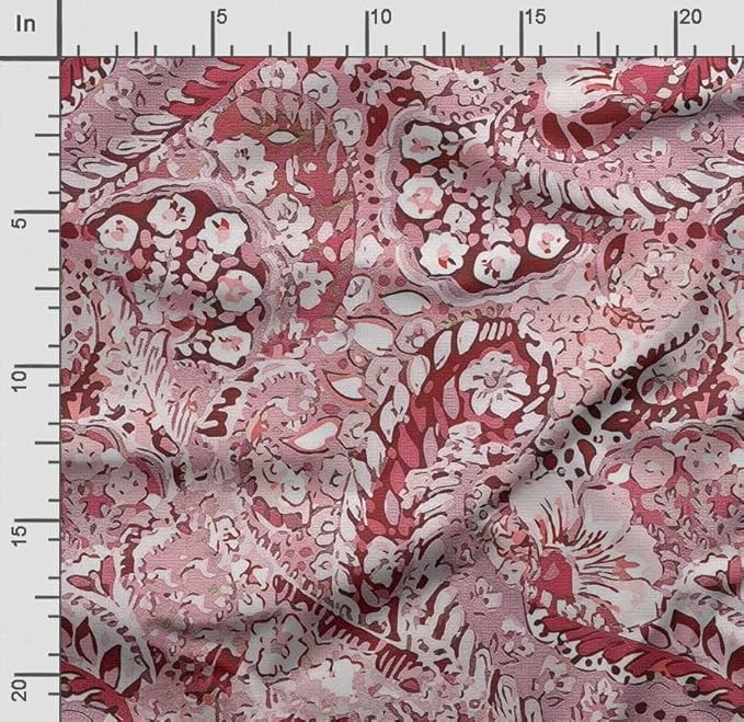 Soimoi Lightweight Cotton Voile Fabric, Pink - Asian Print, Unstitched Material - 42 Inch Width, Ideal for Making Summer Dresses, Blouses, Lingerie, Sheer Curtains, Garment Linings, 1 Yard