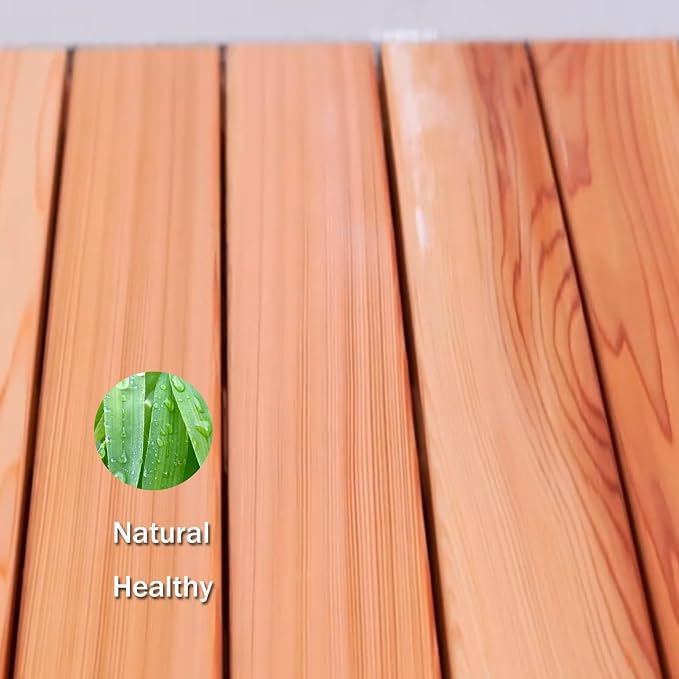 Solid Wood Shower Mat Non Slip, Bamboo Bath Mat for Bathroom, Waterproof Wooden Shower Floor Mats for Doorway Sauna Spa Yard Patio Pool Outdoor Use(W40xL60cm/W16xL24in)