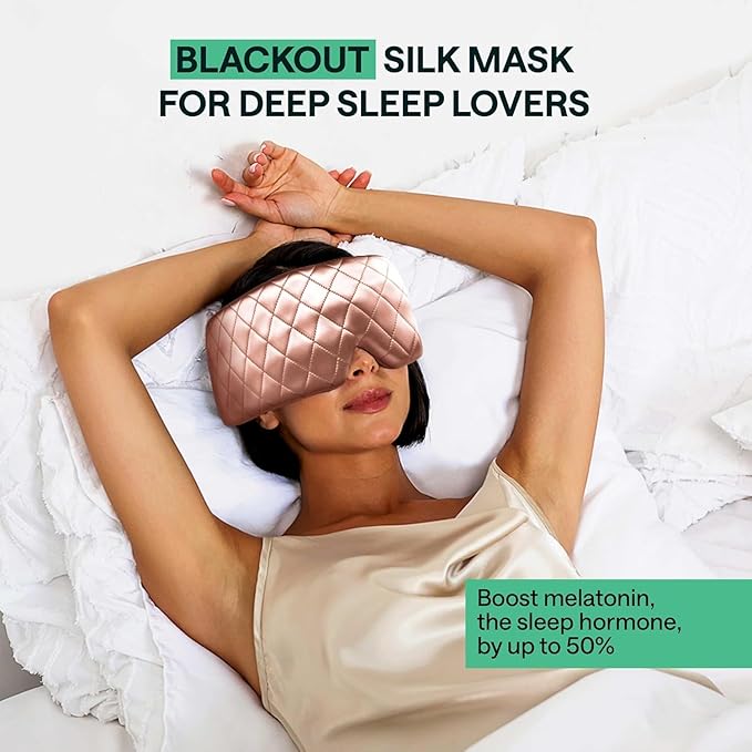 100% Mulberry Silk Sleep Mask – Total Blackout Eye Mask for Sleeping, Adjustable No-Snag Velcro Strap, Lightweight & Gentle on Skin & Hair, Travel-Ready – Rose – Mothers Day Gift for Mom & Wife