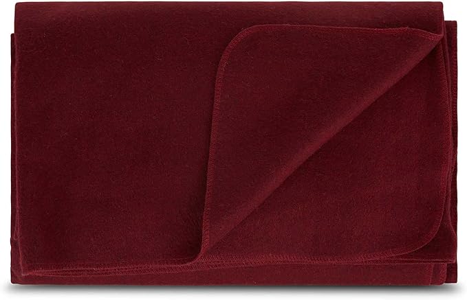 Lodge Twin Blanket - 80% Recycled Wool - Buffalo Plaid - Warm Throw Blanket - Thick - Washable - 65W x 90L - Burgundy