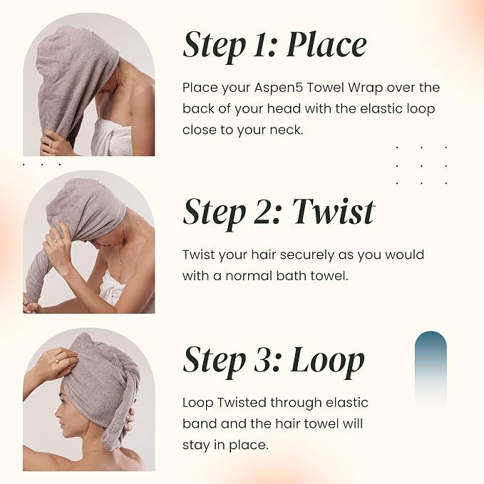 Extra Large Waffle Cotton Hair Towel Wrap - 30 inches Long, 400 GSM, Ultra Absorbent, Quick Dry Hair Turban for Women, Ideal for Long and Curly Hair, Perfect for Plopping (Grey)
