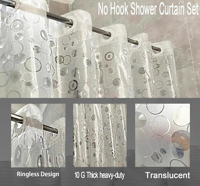 PEVA Shower Curtain Liner BaJiaoYe for Bathroom Shower Curtain,72" x 72 (Frosted Bubble)