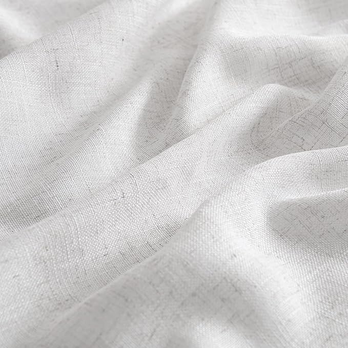 MIULEE White Curtains 30 Inch Length 2 Panels, Soft Thick Linen Textured Semi Sheer Light Filtering Kitchen Window Curtains Over Sink Small Tier Curtains for Bathroom Window Back Tab Rod Pocket