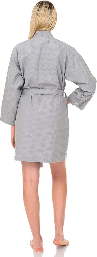 TowelSelections Womens Waffle Robe Kimono Spa Bathrobe Short Waffle Weave Bath Robe for Women XS to 3X