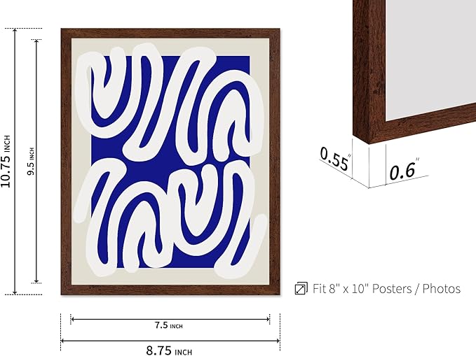 Monem Art Organic Shape Pattern Print - Modern Minimalist Abstract Poster - Wall Decor for Living Room, Bedroom or Office - 8x10 Brown Framed Wall Art by Rs Lab Studio