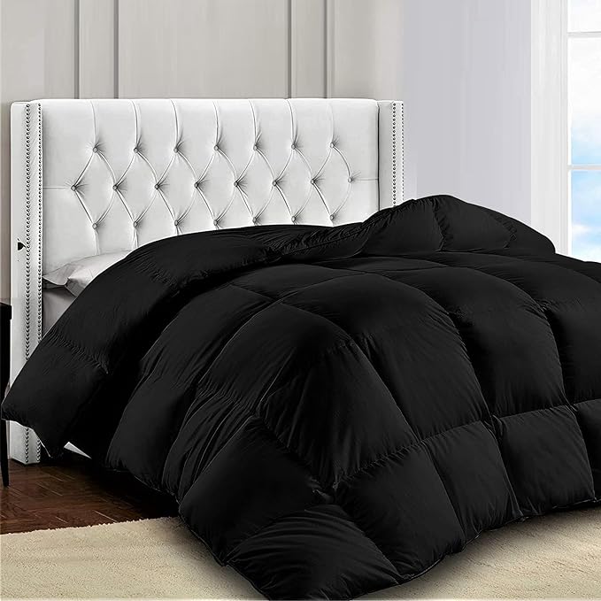LUX Décor King Comforter – 102x90 Ultra-Soft Down Alternative Duvet Insert with Corner Tabs & Box Stitching, Hotel Quality Plush Hypoallergenic Microfiber, Oeko-TEX Certified – Black