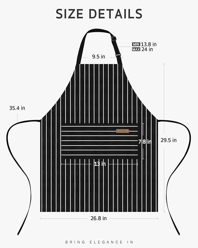 Syntus Chef Apron for Men Women Kitchen Cooking Apron with Pockets, Adjustable Bib Aprons Stain Resistant
