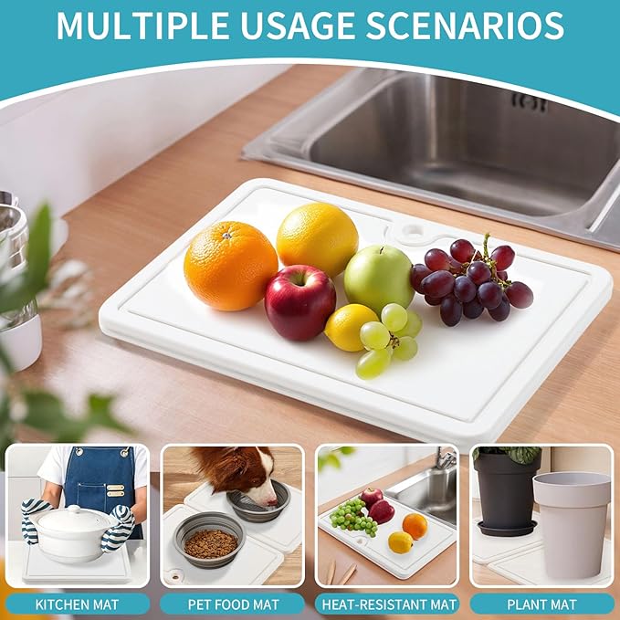 Quick Dry Stone Drying Mat for Kitchen Counter, Stone Dish Drying Mat Foldable, Water-Absorbent Diatomaceous Dish Drying Mats for Dishes Bottles Cups, Match Any Countertop (Pearl White)