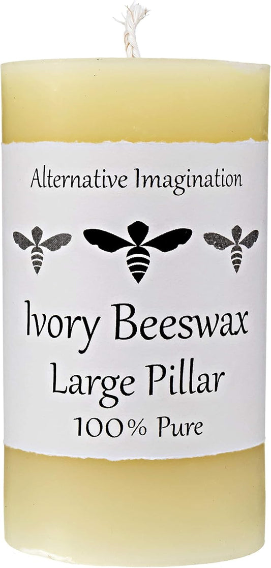 100% Pure Beeswax Candle – Long Lasting Burn – Non-Toxic & Hypoallergenic – Natural Honey Aroma – Handcrafted – Sustainably Sourced – Alternative Imagination – 3x6 Inch – White