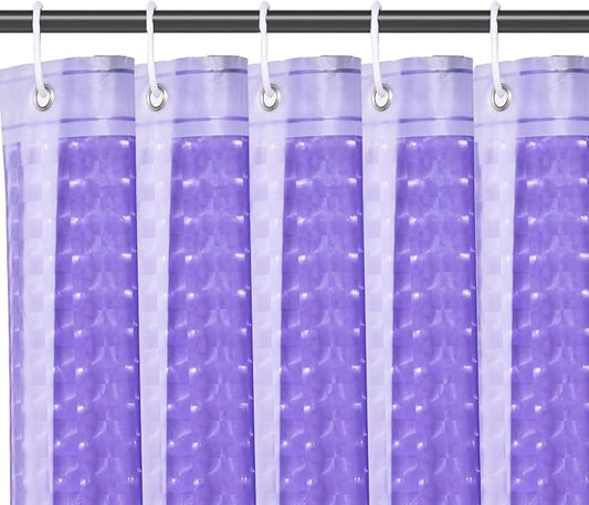 EVA Purple Shower Curtain Liner, 3D Plastic 5G Shower Liner with 12 Rustproof Metal Grommets and Weighted Magnets, Waterproof Duty for Bathroom 72 x 72