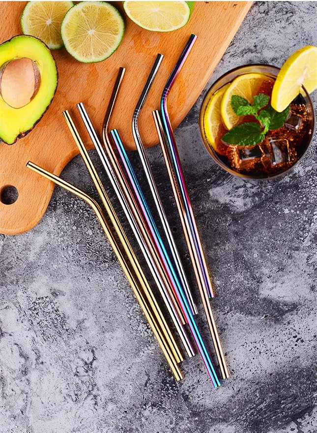 50-Pack Stainless Steel Straws,Super Long 10.5 Inch Drinking Metal Straws for 30oz/20oz Tumblers Yeti Cups Travel Mugs,Reusable Rustproof Dishwasher Safe (All straight 50pcs -10.5" Rainbow)