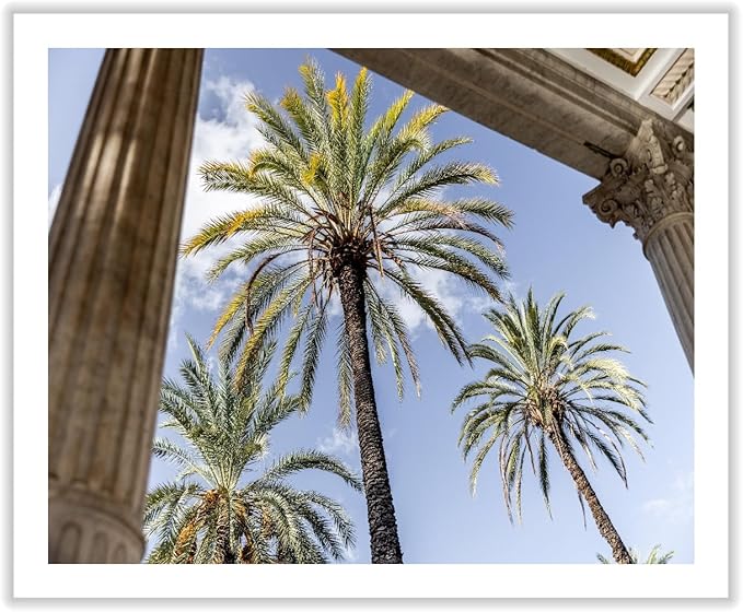 Monem Art Palermo Palm Trees Sicily Print - Tropical European Architecture Poster - Wall Decor for Living Room, Bedroom or Office - 24x32 ROLLED CANVAS Wall Art by Mareike Bohmer